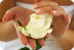 hands holding white flowers